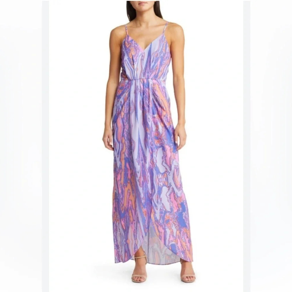 New! Chelsea 28 faux wrap cami maxi Dress nwt 28063